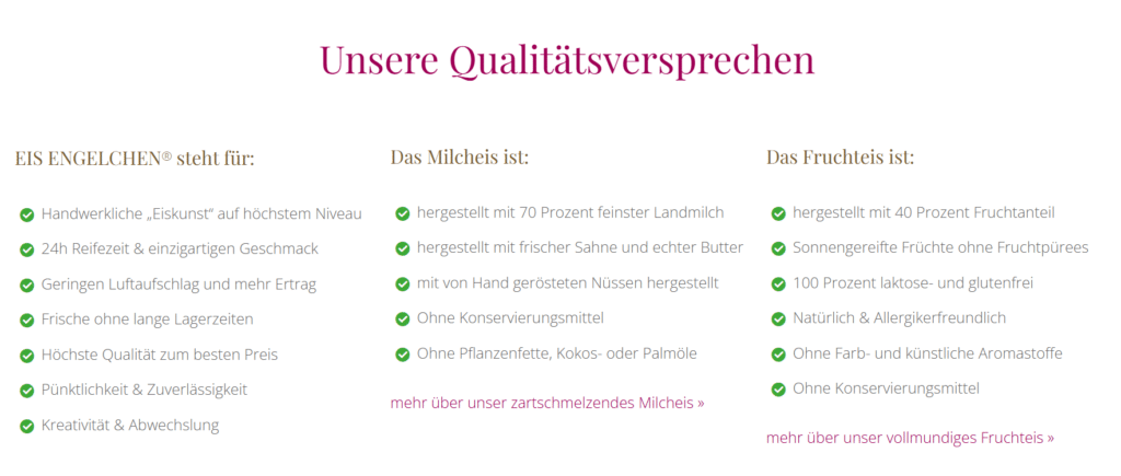 Qualitätsversprechen der Berliner Eismanufaktur Eisengelchen