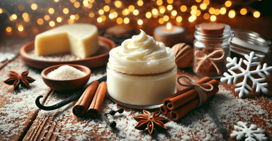 Selbstgemachte Körperbutter mit Zimt und Vanille für trockene Haut