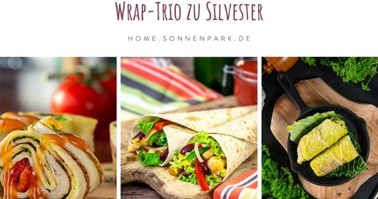 Bilder dreier verschiedener Wraps zu Silvester