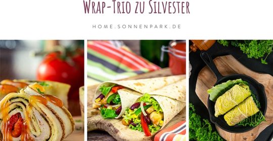 Bilder dreier verschiedener Wraps zu Silvester