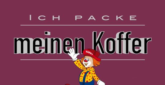 Thumbnail mit illustriertem Clown, der einen Urlaubskoffer trägt